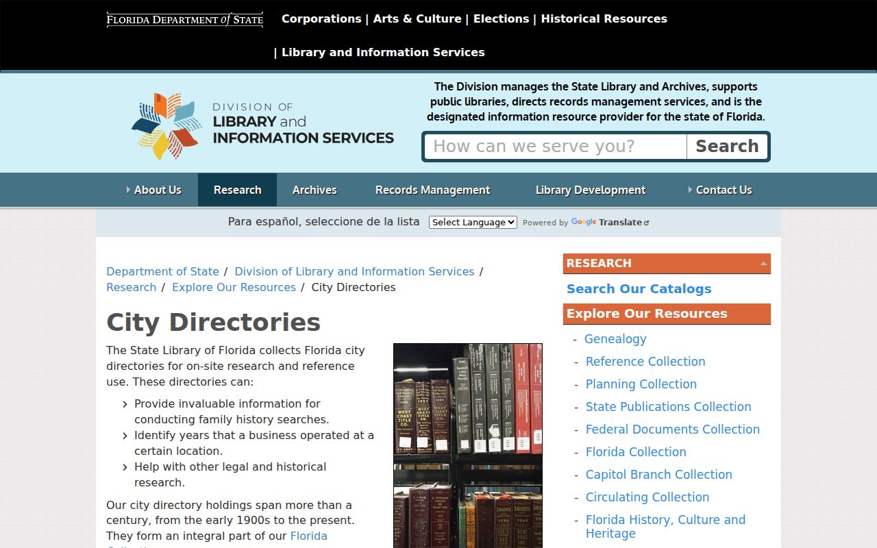 State Library of Florida city directory research guide