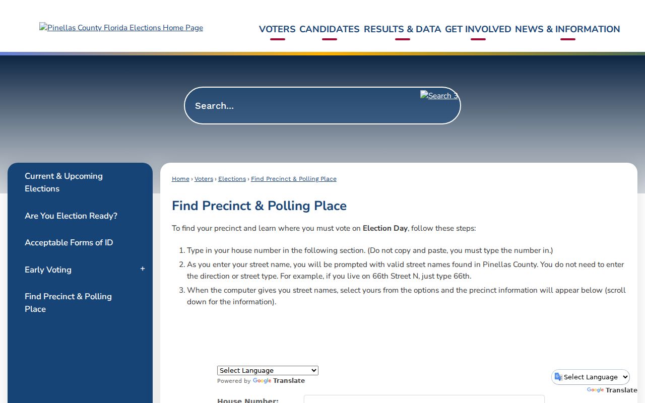 Pinellas County residents directory precinct lookup