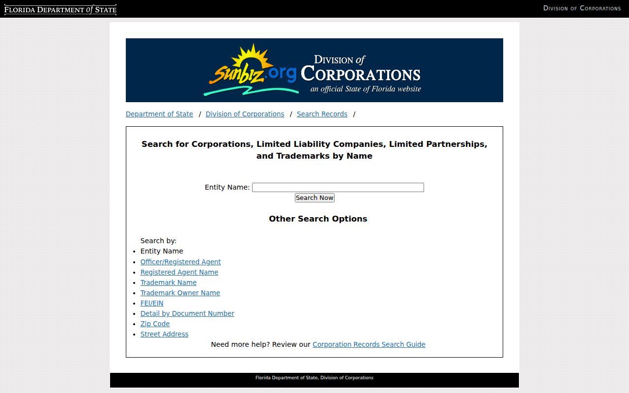 Pinellas County residents directory Sunbiz business search