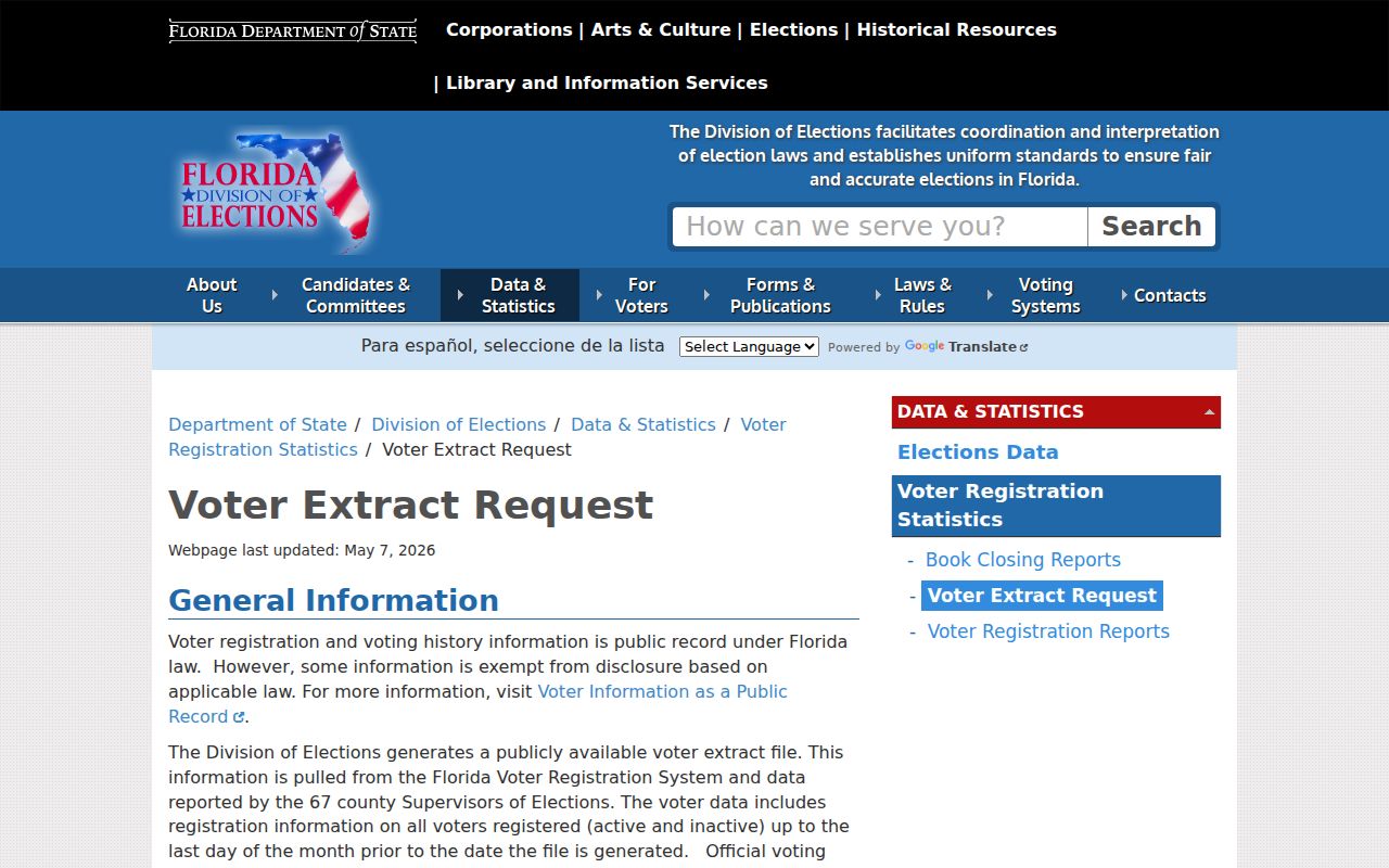 Pinellas County neighbors public voter extract request