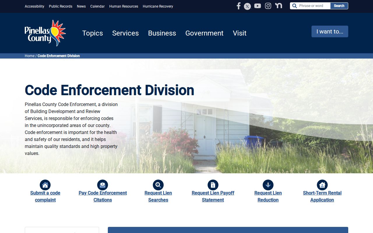 Pinellas County neighbors unincorporated code enforcement contact