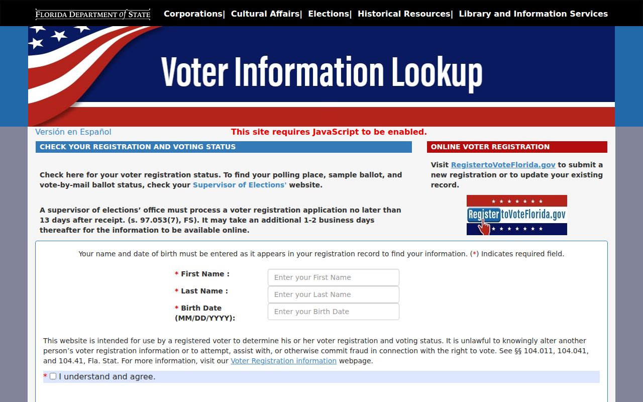 Pinellas County neighbors Florida voter status lookup